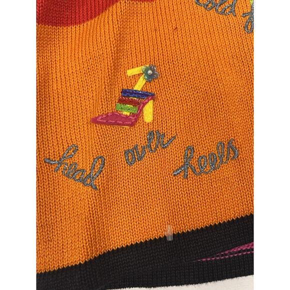 Colorful Cardigan Christina Rotelli Women’s Size Large Vintage “I Love Shopping” - Picture 6 of 15